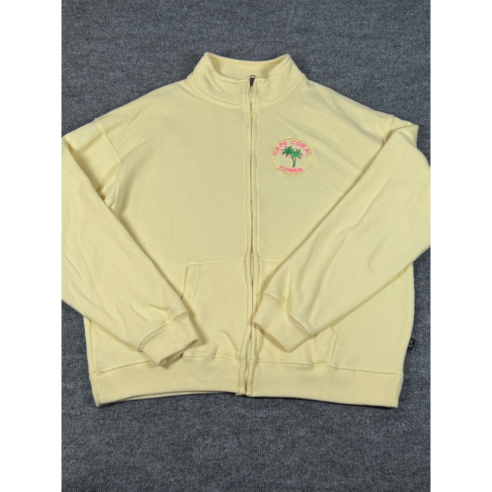 Ragwear USA XL Yellow Zip Up Sweatshirt Jacket Cape Coral Embroidered Oversized
